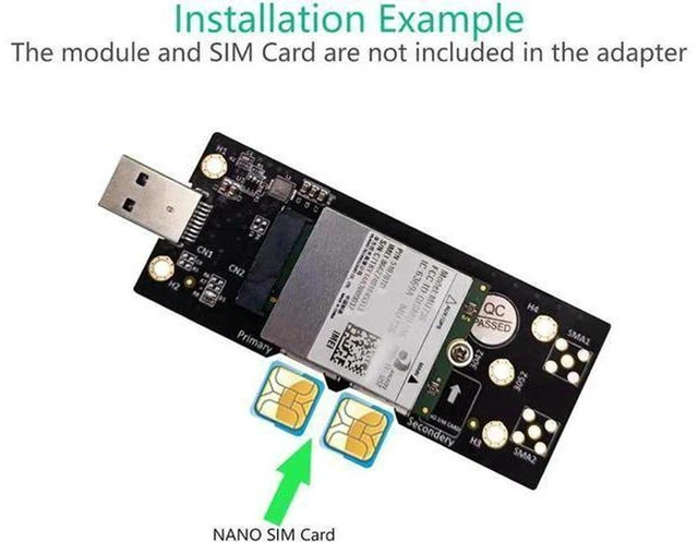 Alt view image 4 of 5 - AJMRTC M.2 NGFF Key B to USB 3.0 Adapter Card, Dual Nano SIM Slot Expansion Board, 5G 4G LTE WWAN Converter for 3042 3052 Cellular Module, Desktop Laptop IoT Router
