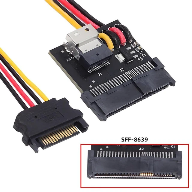 Alt view image 4 of 7 - AJMRTC Slimline SFF-8654 Female Host to U.2 U.3 SFF-8639 NVMe SSD Adapter, PCIe 4.0 Tri-Mode Converter, 24Gbps SAS 4.0, for Motherboard, Server, Workstation NVMe Storage Expansion