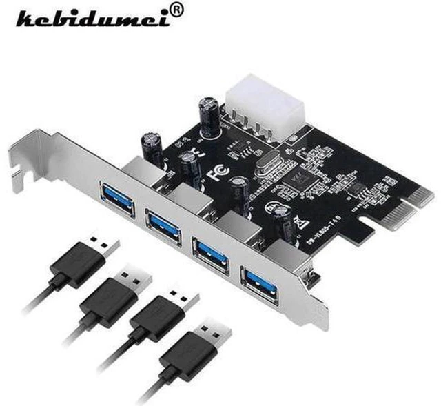 Alt view image 3 of 5 - AJMRTC 4 Port SuperSpeed USB 3.0 PCIe Expansion Card, 5Gbps PCI Express x1 USB Hub Adapter with SATA Auxiliary Power, UASP Supported for Desktop PC, External SSD, Camera, USB Storage Peripherals