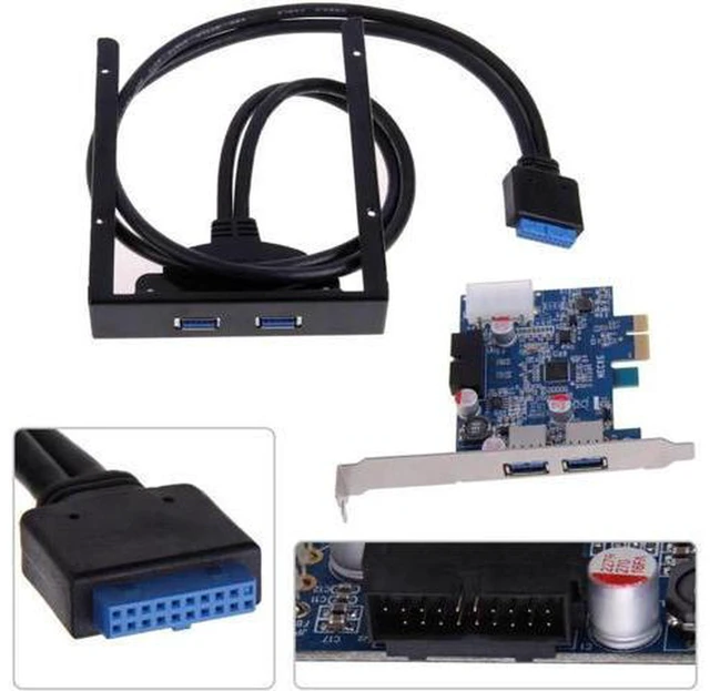 Alt view image 5 of 6 - AJMRTC PCIe USB 3.0 Expansion Card Kit with 3.5" Floppy Bay 2-Port Front Panel, SuperSpeed 5Gbps Internal Header Adapter for Desktop PC Case, UASP Supported