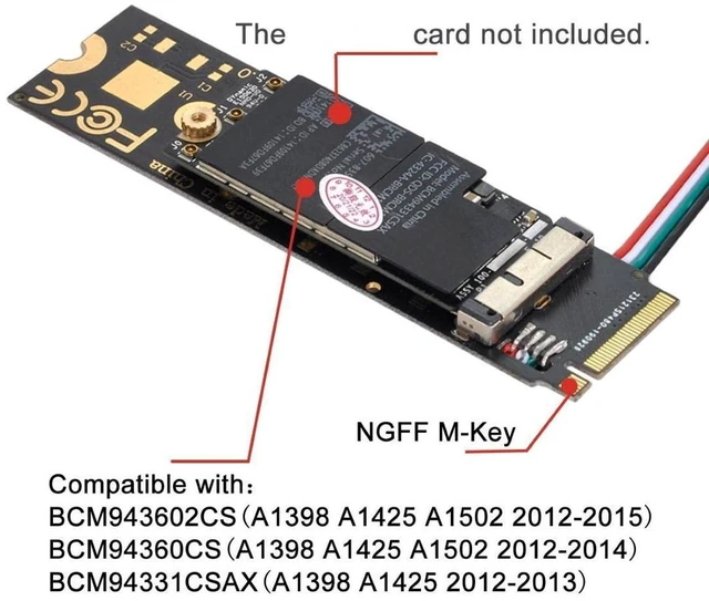 Alt view image 7 of 7 - AJMRTC 6+12 Pin Apple WiFi Bluetooth Card to M.2 NGFF Key M Adapter, PCIe Passive Converter for BCM94360CD, BCM94360CS, BCM943602CS, BCM94360CS2 Hackintosh Desktop