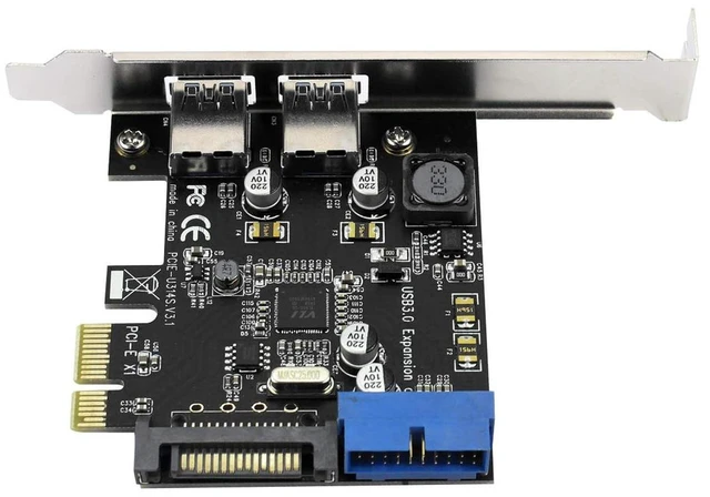 Alt view image 4 of 7 - AJMRTC PCIe x1 USB 3.0 Expansion Card, 2 Ports 5Gbps, Internal 19Pin / 20Pin Front Panel Header, PCI Express Adapter Compatible with X1/X4/X8/X16 Slot for Windows XP 7 8 8.1 10 Desktop PC Storage