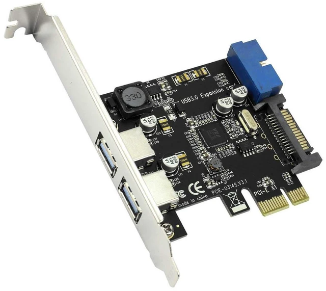 Alt view image 2 of 7 - AJMRTC PCIe x1 USB 3.0 Expansion Card, 2 Ports 5Gbps, Internal 19Pin / 20Pin Front Panel Header, PCI Express Adapter Compatible with X1/X4/X8/X16 Slot for Windows XP 7 8 8.1 10 Desktop PC Storage