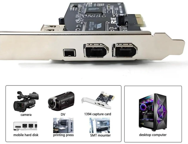 Alt view image 3 of 7 - AJMRTC PCIe IEEE 1394a Firewire 400 Video Capture Card, PCI Express x1/x4/x16 to 4-Port 1394 Adapter with 6Pin & 4Pin Ports, 400Mbps Controller Card for DV Camcorder, Video Editing, Legacy Firewire
