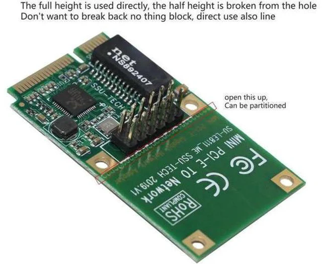Alt view image 5 of 5 - AJMRTC Mini PCIe Gigabit Ethernet Network Card, Mini PCI-Express to RJ45 1000Mbps Wired LAN NIC Adapter, 10/100/1000Mbps Auto Negotiation for Mini PC, Industrial PC, Embedded Computer