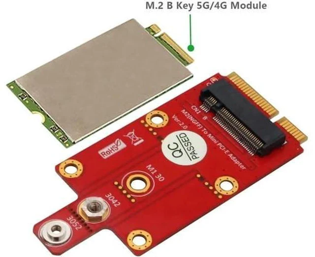 Alt view image 5 of 5 - AJMRTC Key B to Mini PCIe PCI-E Adapter Converter, Compatible with 3G 4G 5G LTE Wireless Module, With Screwdriver, For M.2 Key B WWAN Cellular Module Installation