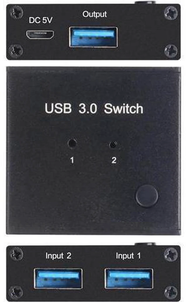 Alt view image 2 of 6 - AJMRTC 2 Ports USB 3.0 Switcher 2 In 1 Out Selector, 2 Computers Share 1 USB Device, High Speed USB 3.0 Sharing Switch for Mouse Keyboard U Disk Printer Scanner