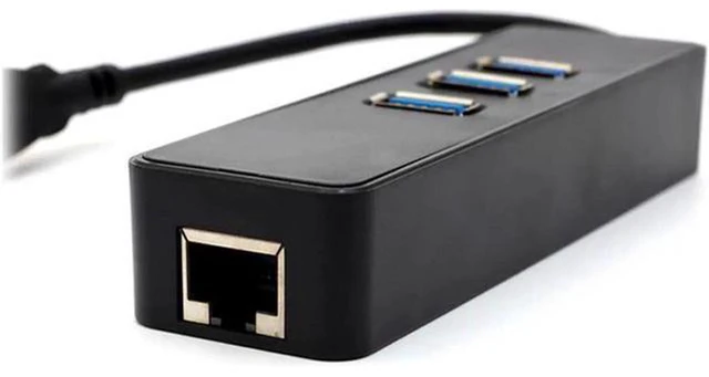 Alt view image 2 of 6 - AJMRTC USB 3.1 Type C to RJ45 Gigabit Ethernet Adapter, 3 Port USB 3.0 Hub 10/100/1000Mbps LAN Network Converter, Multiport Splitter for Type-C Laptop Notebook PC