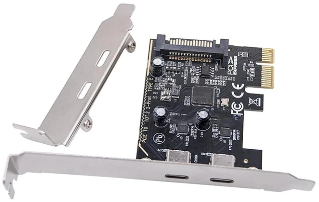 Alt view image 2 of 7 - AJMRTC PCI-E X1 to 2 Ports USB-C Expansion Card, USB3.2 Gen1 5Gbps PCIe Adapter Card MCA663, Dual Type-C Ports for Desktop PC, PCI Express Add-On Card