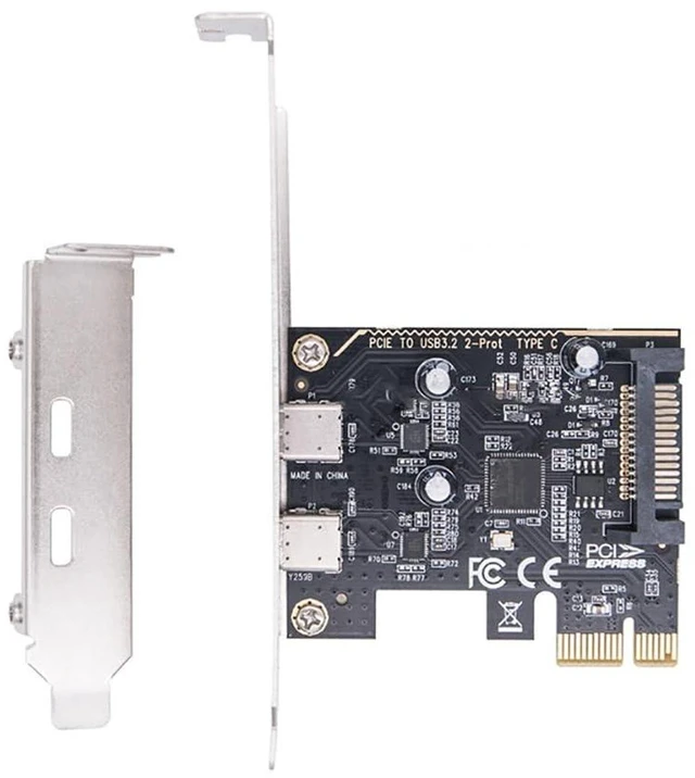 Alt view image 3 of 7 - AJMRTC PCI-E X1 to 2 Ports USB-C Expansion Card, USB3.2 Gen1 5Gbps PCIe Adapter Card MCA663, Dual Type-C Ports for Desktop PC, PCI Express Add-On Card