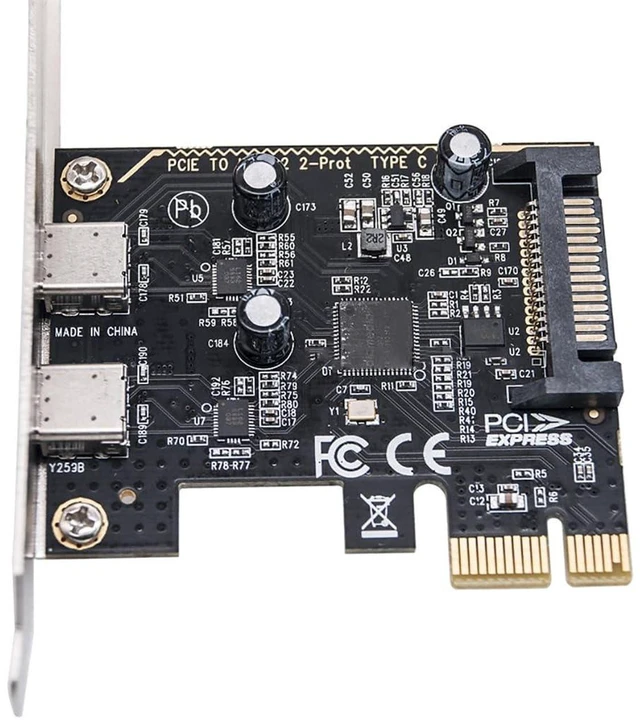 Alt view image 6 of 7 - AJMRTC PCI-E X1 to 2 Ports USB-C Expansion Card, USB3.2 Gen1 5Gbps PCIe Adapter Card MCA663, Dual Type-C Ports for Desktop PC, PCI Express Add-On Card