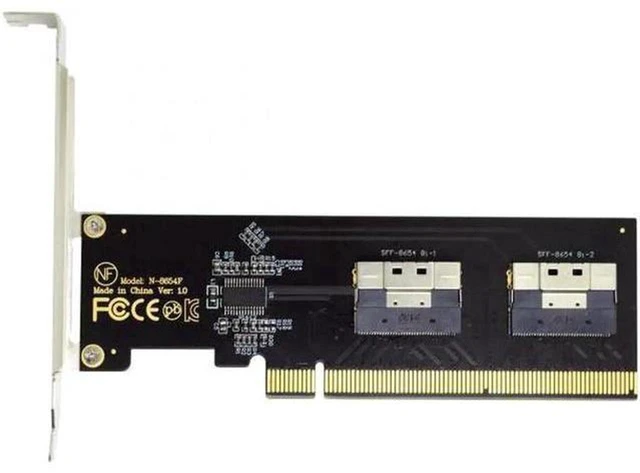 Main image of AJMRTC Dual Slimline SFF-8654 x8 to 4 NVMe PCIe 3.0 4.0 VROC RAID Adapter Card, SlimSAS 8i Hyper Expansion Card for Desktop Server NVMe SSD Array