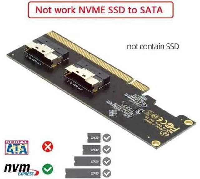 Alt view image 4 of 7 - AJMRTC Dual Slimline SFF-8654 x8 to 4 NVMe PCIe 3.0 4.0 VROC RAID Adapter Card, SlimSAS Hyper Expansion Card for NVMe SSD Array, Requires PCIe Bifurcation