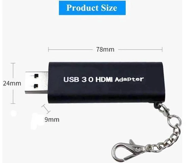 Alt view image 6 of 6 - AJMRTC Mini USB 3.0 to HDMI Converter Adapter, Keychain Portable Design, 1080P Full HD Video Audio Output, External Graphics Adapter for Windows PC Laptop