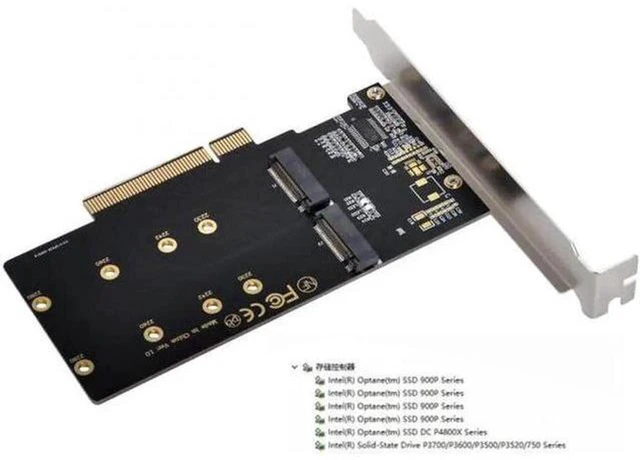Alt view image 7 of 7 - AJMRTC Dual M.2 NVMe AHCI SSD to PCIe 3.0 Gen3 x8 x16 VROC RAID Adapter Card, 2-Bay M-Key NGFF Hyper Expansion Card, PCIe Bifurcation Required