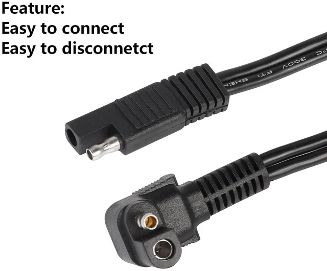 Alt view image 4 of 7 - AJMRTC 90 Degree Right Angle SAE to SAE Extension Cable, 0.9M 12AWG Heavy Duty Quick Disconnect DC Power Wire Harness for Solar Panel, Motorcycle, RV, Battery Charger