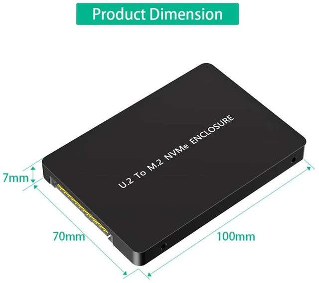 Alt view image 3 of 7 - AJMRTC PCIe Gen3 x4 M.2 NGFF NVMe SSD to U.2 SFF-8639 Adapter, 2.5 Inch Form Factor for 2280 M-Key NVMe SSD, No Thermal Pad Included