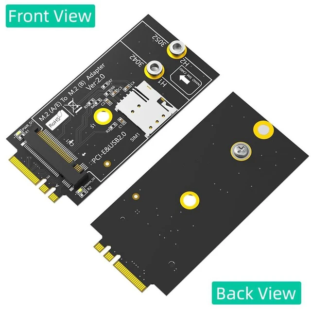 Alt view image 5 of 7 - AJMRTC M.2 Key B to M.2 NGFF A+E Adapter Card, With Nano SIM Card Slot, Supports 3G 4G 5G WWAN Module, USB 2.0 / PCI-E Dual Bus Interface