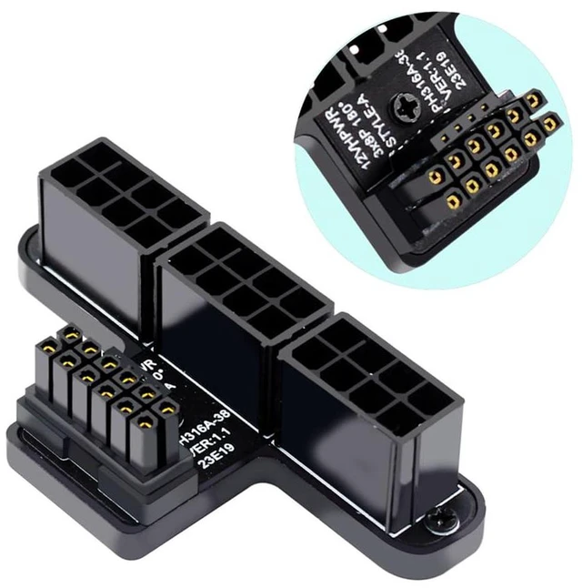 Alt view image 7 of 7 - AJMRTC ATX3.0 PCIe5.0 12VHPWR 16Pin 12+4Pin 90 Degree Down Angled Type-A Power Adapter, 12VHPWR to 3xPCIe 8Pin Modular Power Converter for RTX 4080, 5090Ti Graphics Card