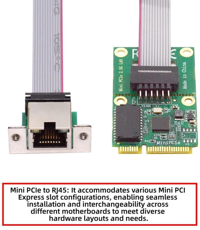 Alt view image 4 of 7 - AJMRTC Mini PCI-E to RJ45 2.5G Ethernet Network Adapter, 2500Mbps Gigabit LAN Card, 10/100/1000/2500 Base-T NIC for Win XP, Vista, 7, 8, 10, Linux, MacOS Embedded Industrial PC