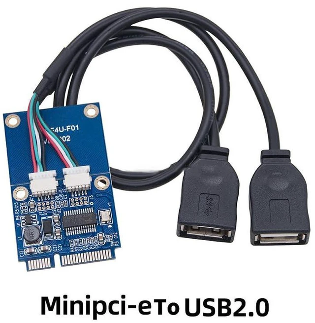 Alt view image 4 of 5 - AJMRTC MCA522 Mini PCI-E to Dual Port USB 2.0 Expansion Card, 480Mbps High Speed USB 2.0 Adapter Card, Plug and Play for Industrial Motherboard, Embedded PC, Compatible with Win7, Win8, Win10, Win11