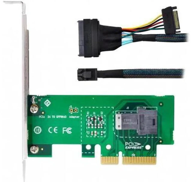Alt view image 2 of 7 - AJMRTC PCIe 3.0 / PCIe 4.0 X4 to SFF-8643 Adapter Card, U.2 SFF-8639 NVMe PCIe SSD Storage Expansion Card, Mini SAS HD Converter for Workstation, NAS, Desktop Server