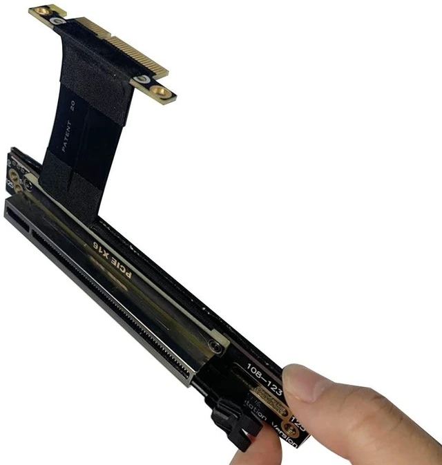 Alt view image 4 of 7 - AJMRTC JHH416AC-L PCIe 3.0 x4 10cm Double 90 Degree Right Angle Male to Male GPU Riser Extension Cable, Compatible with X4 X8 X16 Slot for Graphics Card, ITX SFF Compact PC Vertical GPU Mount