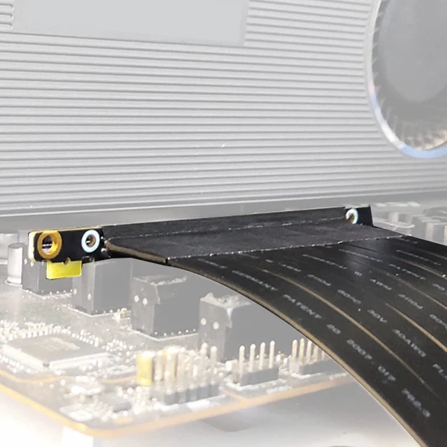 Alt view image 3 of 7 - AJMRTC JHH416AC-L PCIe 3.0 x4 10cm Double 90 Degree Right Angle Male to Male GPU Riser Extension Cable, Compatible with X4 X8 X16 Slot for Graphics Card, ITX SFF Compact PC Vertical GPU Mount