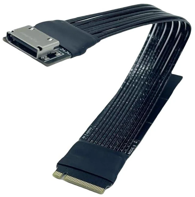 Alt view image 2 of 7 - AJMRTC M2OC1C 25CM PCIe 4.0 X4 Extension Cable, M.2 M-Key NVMe NGFF to OCuLink SFF-8611 4i SFF-8612 External Gen4 Adapter Cable for eGPU, U.2 U3 NVMe SSD, Mini PC Dock