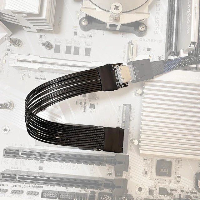 Alt view image 7 of 7 - AJMRTC M2OC1C 25CM PCIe 4.0 X4 Extension Cable, M.2 M-Key NVMe NGFF to OCuLink SFF-8611 4i SFF-8612 External Gen4 Adapter Cable for eGPU, U.2 U3 NVMe SSD, Mini PC Dock