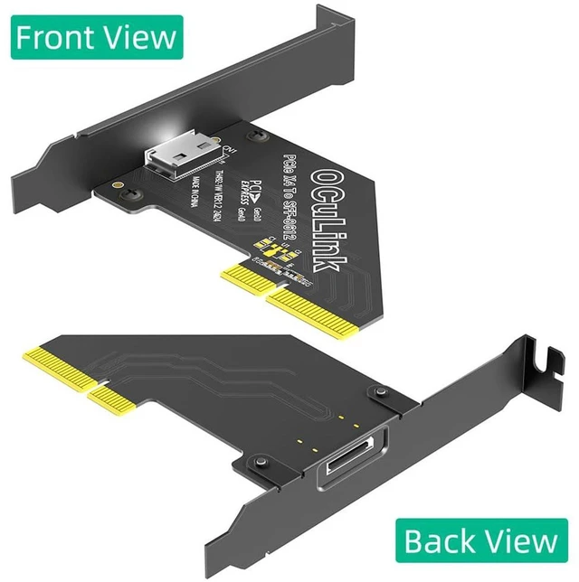 Alt view image 7 of 7 - AJMRTC OCuLink SFF-8611 / SFF-8612 to PCIe 4.0 X4 Host Adapter Card, Gen4 64Gbps Passive Riser with Full Long Profile Bracket, Supports NVMe SSD, eGPU, Compatible with Mac OS, Windows, Linux