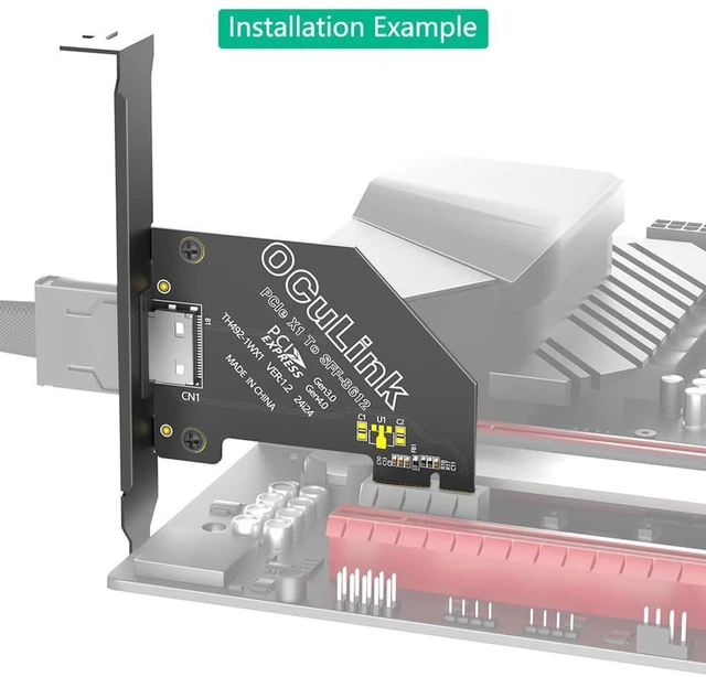 Alt view image 5 of 7 - AJMRTC OCuLink SFF-8611 / SFF-8612 to PCIe 4.0 X1 Host Adapter Card, Gen4 Passive Riser with Full Long Profile Bracket, Cross-Platform Support for Mac OS, Windows, Linux, for Low-Speed NVMe Expansion