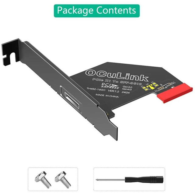 Alt view image 2 of 7 - AJMRTC OCuLink SFF-8611 / SFF-8612 to PCIe 4.0 X1 Host Adapter Card, Gen4 Passive Riser with Full Long Profile Bracket, Cross-Platform Support for Mac OS, Windows, Linux, for Low-Speed NVMe Expansion