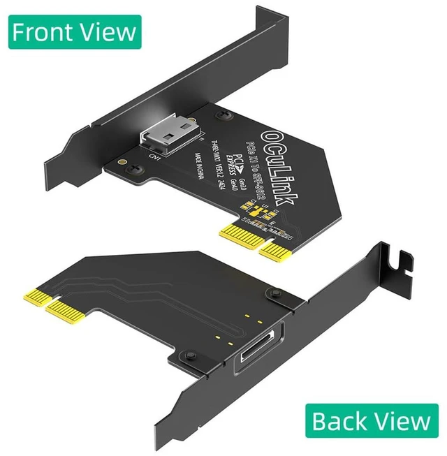 Alt view image 7 of 7 - AJMRTC OCuLink SFF-8611 / SFF-8612 to PCIe 4.0 X1 Host Adapter Card, Gen4 Passive Riser with Full Long Profile Bracket, Cross-Platform Support for Mac OS, Windows, Linux, for Low-Speed NVMe Expansion