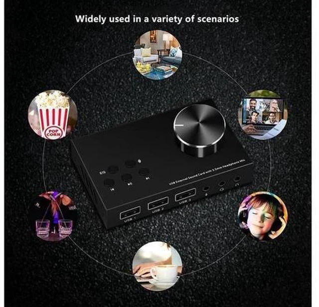Alt view image 5 of 7 - AJMRTC USB Multimedia Volume Control Knob, External Sound Card Audio Adapter with USB Hub, One-Click Mute Media Controller for PC Laptop Desktop Gaming Streaming
