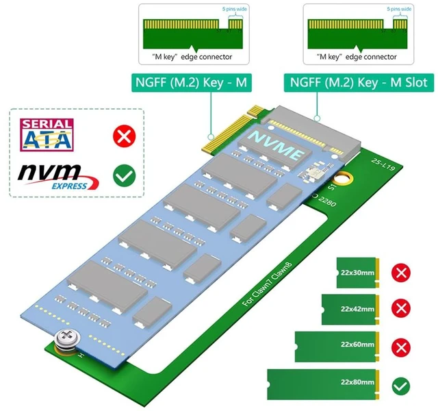 Alt view image 3 of 7 - AJMRTC 90 Degree M-Key M.2 PCIe 4.0 2230 to 2280 NVMe SSD Expansion Adapter, Right Angle SSD Riser Card for MSI Claw7, Claw8 Gaming Handheld Storage Upgrade