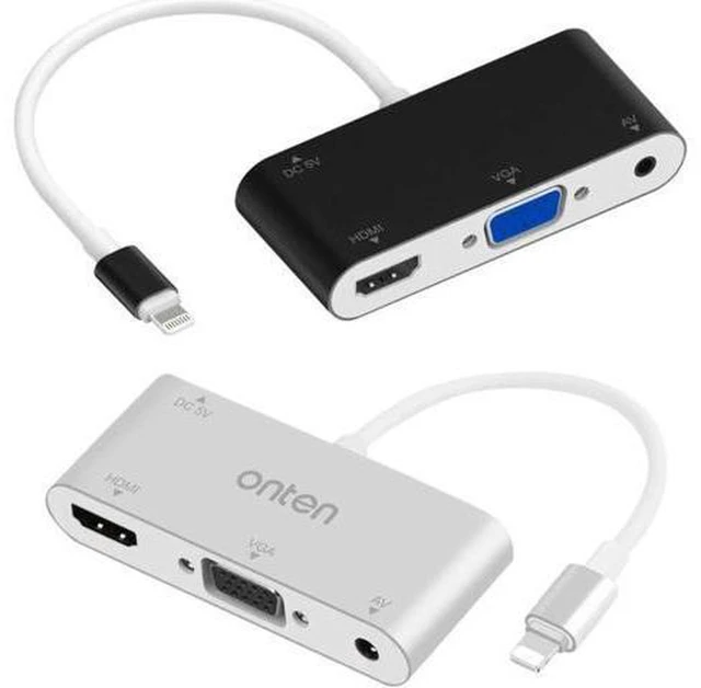 Alt view image 5 of 6 - AJMRTC 3 in 1 Lightning to HDMI VGA AV Adapter, 1080P HD Digital AV Screen Mirroring Converter, Audio Video Sync Output for iPhone iPad iPod, TV Monitor Projector Presentation