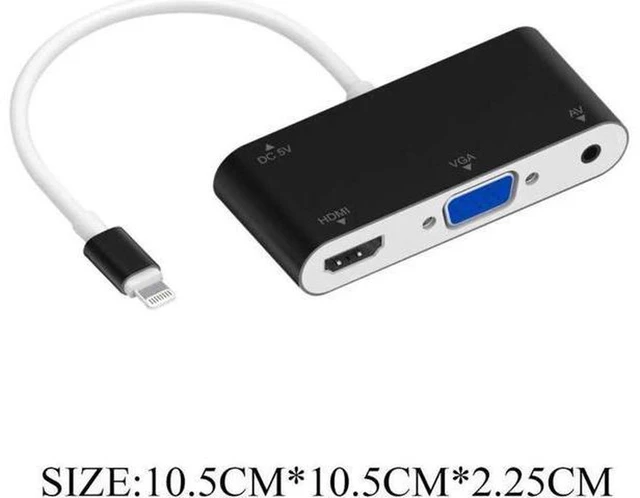 Alt view image 2 of 6 - AJMRTC 3 in 1 Lightning to HDMI VGA AV Adapter, 1080P HD Digital AV Screen Mirroring Converter, Audio Video Sync Output for iPhone iPad iPod, TV Monitor Projector Presentation