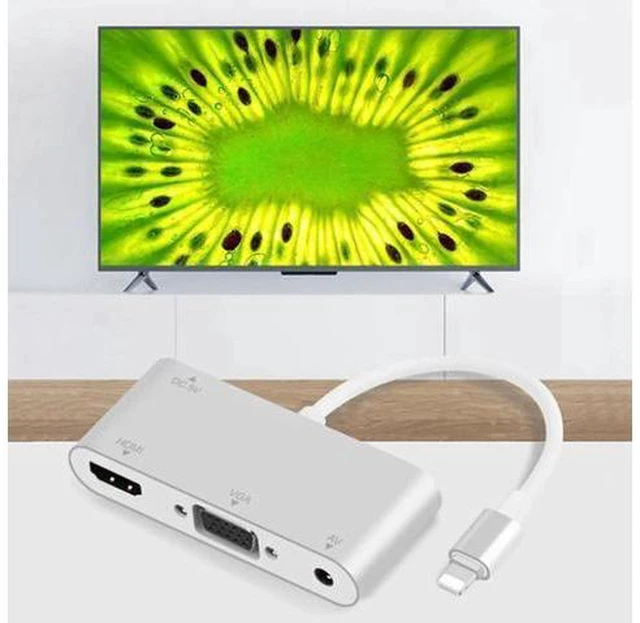 Alt view image 4 of 6 - AJMRTC 3 in 1 Lightning to HDMI VGA AV Adapter, 1080P HD Digital AV Screen Mirroring Converter, Audio Video Sync Output for iPhone iPad iPod, TV Monitor Projector Presentation