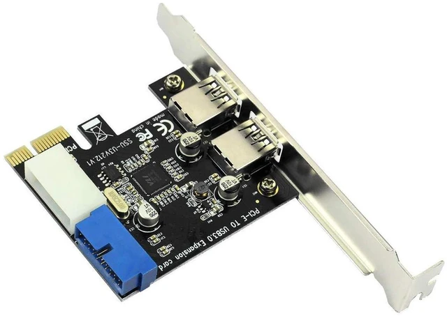 Main image of AJMRTC PCIe USB 3.0 Expansion Card, 2 External USB3.0 Ports + Internal 19Pin Front Panel Header, 4Pin Molex IDE Power Connector, 5Gbps SuperSpeed PCI Express X1 Adapter for Desktop PC