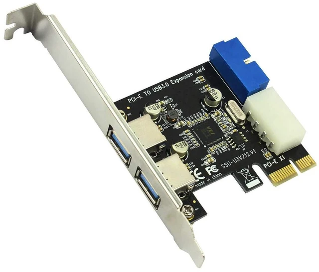 Alt view image 6 of 6 - AJMRTC PCIe USB 3.0 Expansion Card, 2 External USB3.0 Ports + Internal 19Pin Front Panel Header, 4Pin Molex IDE Power Connector, 5Gbps SuperSpeed PCI Express X1 Adapter for Desktop PC