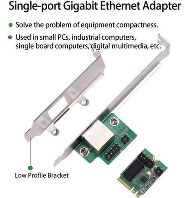 Alt view image 2 of 6 - AJMRTC 22x30mm M.2 A+E Key Gigabit Ethernet Adapter, NGFF 2230 PCIe x1 to Single RJ45 10/100/1000Mbps LAN Card for Mini PC, Industrial PC, SBC