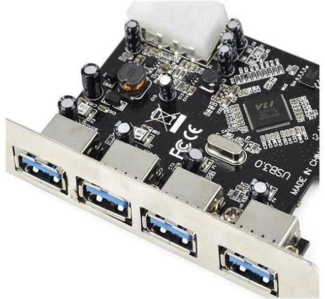 Alt view image 4 of 5 - AJMRTC 4 Ports USB 3.0 PCIe Expansion Card, PCI Express X1 USB3.0 Hub Adapter, 5Gbps SuperSpeed Controller Card for Desktop PC, External HDD, SSD Enclosure, USB Camera