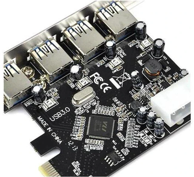 Alt view image 2 of 5 - AJMRTC 4 Ports USB 3.0 PCIe Expansion Card, PCI Express X1 USB3.0 Hub Adapter, 5Gbps SuperSpeed Controller Card for Desktop PC, External HDD, SSD Enclosure, USB Camera