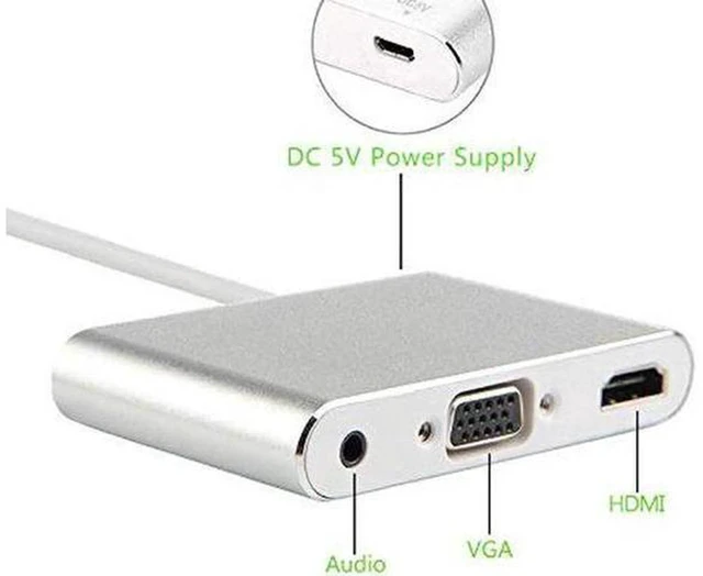 Alt view image 4 of 4 - AJMRTC Aluminium Alloy 8Pin to HDMI VGA 3.5mm Audio Converter, 1080P HD Video Adapter for Old Mac, Laptop, Connect to TV Monitor Projector