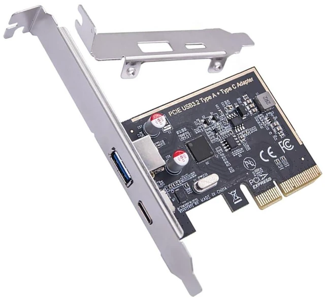 Main image of AJMRTC MCA1213 PCIe X4 USB 3.2 Gen2 Expansion Card, 10Gbps Dual Channel 1 x USB-C + 1 x USB-A Combo Port Adapter for 2U 4U Server Chassis, Desktop, Industrial PC