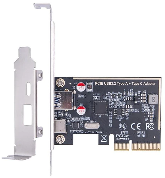Alt view image 2 of 5 - AJMRTC MCA1213 PCIe X4 USB 3.2 Gen2 Expansion Card, 10Gbps Dual Channel 1 x USB-C + 1 x USB-A Combo Port Adapter for 2U 4U Server Chassis, Desktop, Industrial PC