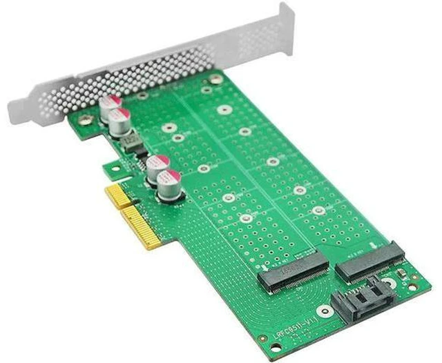 Alt view image 2 of 5 - AJMRTC M.2 NVMe NGFF to PCIe X4 Adapter Card, Dual M-Key + B-Key Interface, Support NVMe PCIe SSD and SATA NGFF M.2 SSD Simultaneously, Storage Expansion Riser for Desktop PC, Workstation, NAS