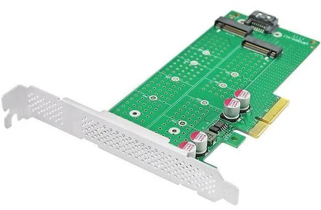 Alt view image 4 of 5 - AJMRTC M.2 NVMe NGFF to PCIe X4 Adapter Card, Dual M-Key + B-Key Interface, Support NVMe PCIe SSD and SATA NGFF M.2 SSD Simultaneously, Storage Expansion Riser for Desktop PC, Workstation, NAS