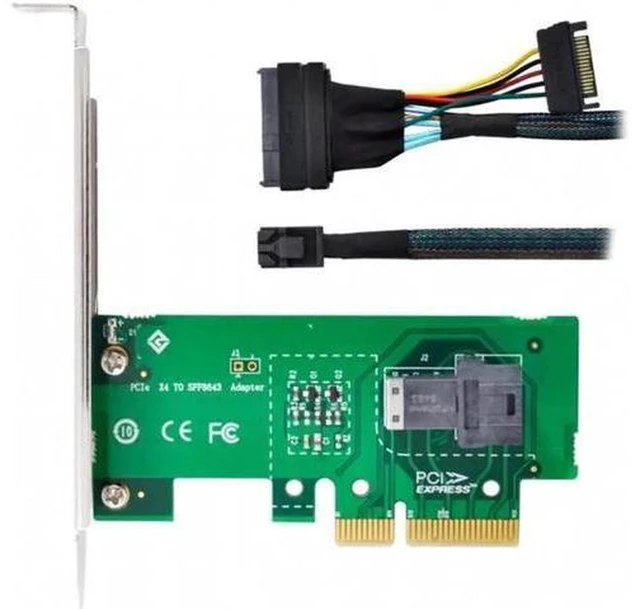 Alt view image 3 of 7 - AJMRTC PCIe 3.0 4.0 X4/X16 to SFF-8643 Adapter Card, SFF-8643 Mini SAS HD Port for U.2 SFF-8639 NVMe SSD, 32Gbps / 64Gbps High Speed Storage Expansion Riser for Server Workstation NAS